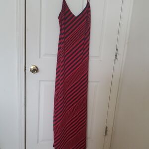 Ralph Lauren Red and Black Striped Maxi Dress